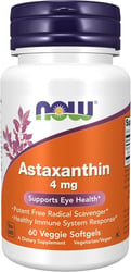 NOW Foods Astaxanthin 4 mg Eye Health & Antioxidant Support (60 Veggie Softgels)