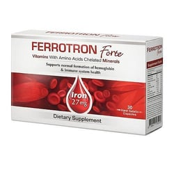 Ferrotron Forte Iron 27 mg Multivitamins & Amino Acids Chelated Minerals 30 Hard Gelatin Capsules