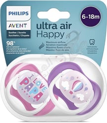 Philips Avent Scf080/04 2Er Pack Ultra Air Schnuller 6-18 Monate Weicher Sauger