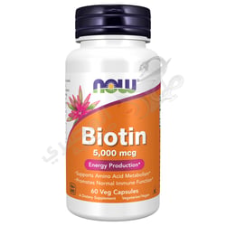 Now Supplements Biotin 5000 Mcg Amino Acid Metabolism* Energy Production* 60 Veg Capsules