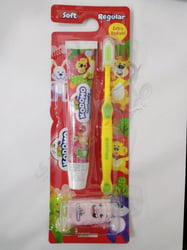 Kodomo strawberry or grape toothpaste + toothbrush + gift toy (Regular)