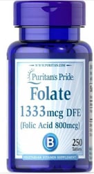 Puritan'S Pride Folate 1333Mcg Dfe(Folic Acid 800Mcg) 250 Tablets
