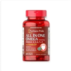 Puritan'S Pride All In One Omega 3, 5, 6, 7 & 9 With Vitamin D3 60 Softgels