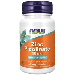 NOW Supplements Zinc Picolinate 50 mg 60 Cap Supports Enzyme Functions* Immune Suppo