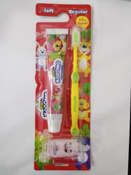 Kodomo strawberry or grape toothpaste + toothbrush + gift toy (Regular)