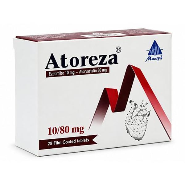 Atoreza 80/10 mg 28 Film Coated Tablets Ezetimibe & Atorvastatin Cholesterol Medication
