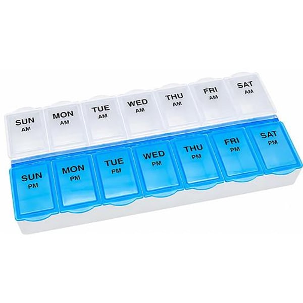 O-Care 7-Day AM/PM Weekly Pill Organizer Box Dual-Row Medication Reminder