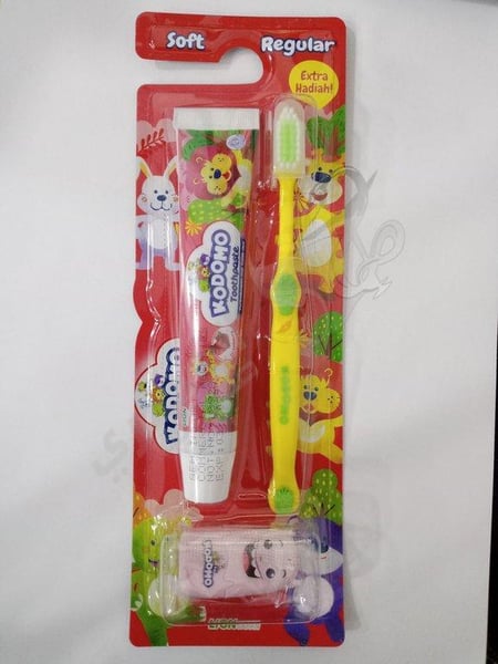 Kodomo strawberry or grape toothpaste + toothbrush + gift toy (Regular)